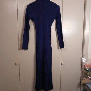 Ferilema Women's Blue Medium Turtleneck Sweater Dress Maxi Dress (0667N3)